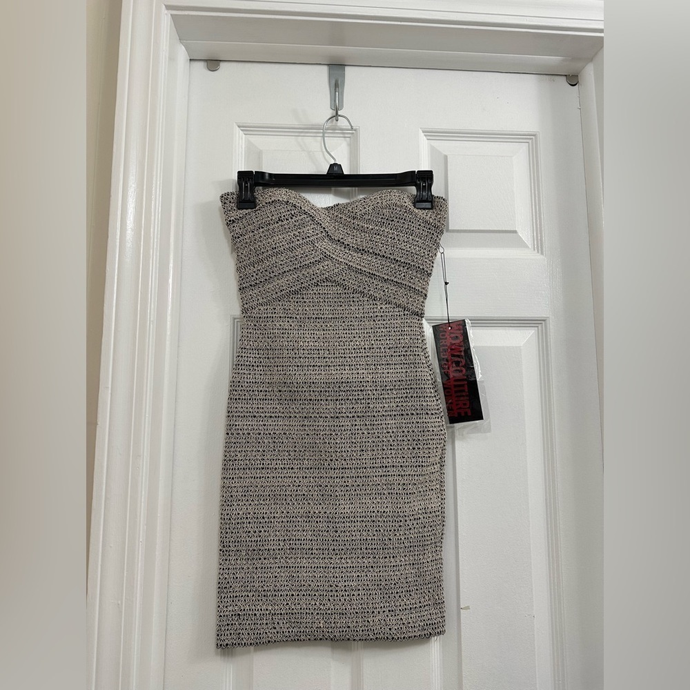 WOW couture Strapless Heathered Taupe Knit Bodycon Dress